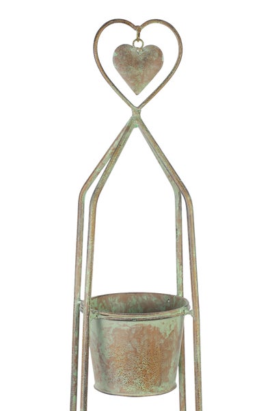 FRANK FLECHTWAREN | Pflanzsäule Herz, METALL, 25 x 20 x 104 cm