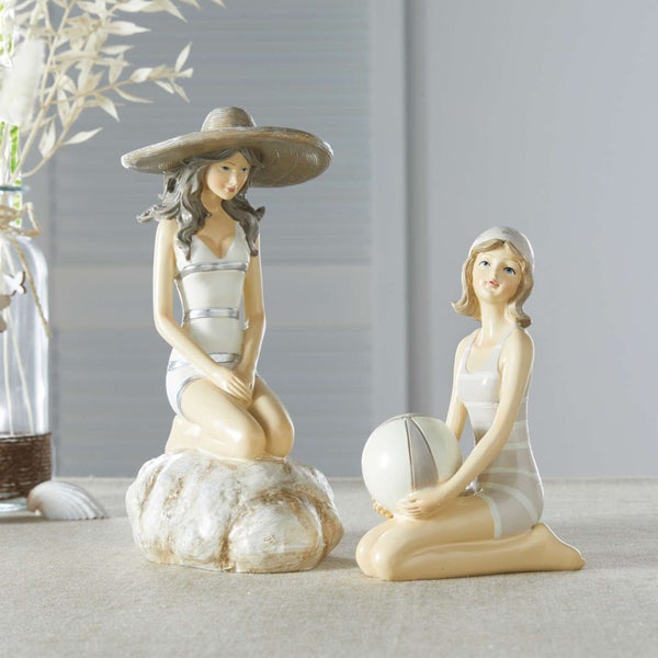 FRANK FLECHTWAREN | Figur Stranddame, 9 x 5 x 13 cm, POLYRESIN
