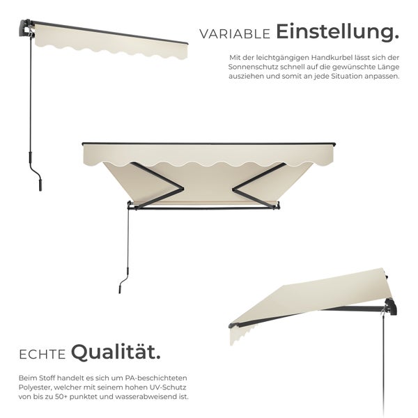 Gelenkarmmarkise tectake Ornella inkl. Wandhalterung verschiedene Größen beige