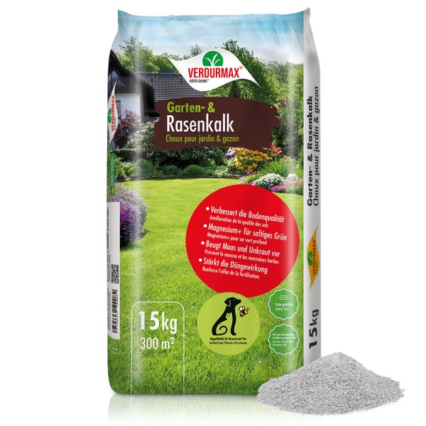 Verdurmax Garten- und Rasenkalk 15 kg Sack zur Verbesserung der Bodenqualität