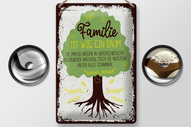 Blechschild Spruch Familie ist Baum halten alles Zusammen 20x30cm