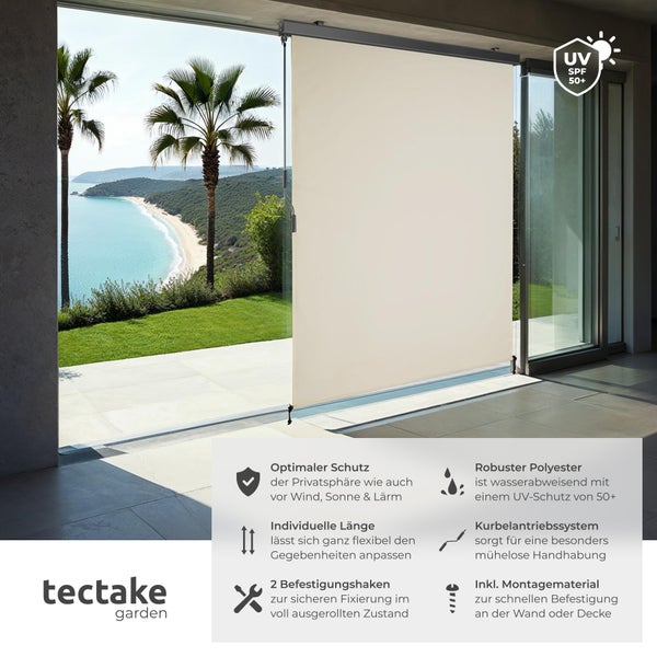 Senkrechtmarkise tectake Eloise inkl. Wandhaltern verschiedene Größen beige