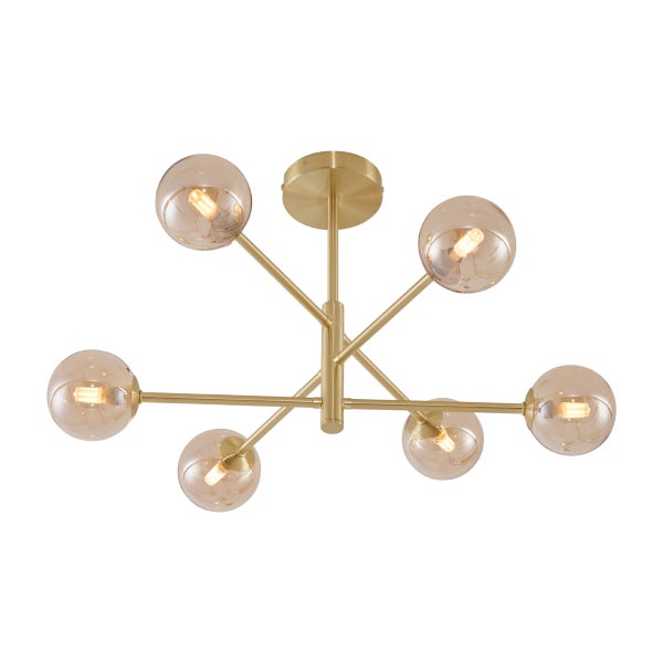 Deckenleuchte mit sechs Leuchten in Kugelform