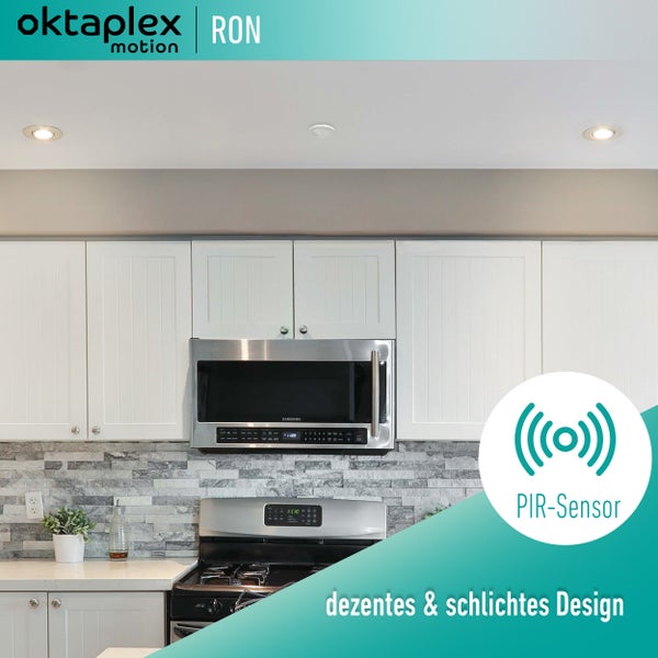 Oktaplex Ron Einbau-Bewegungsmelder 360 Grad 8m Innen 3-Draht LED geeignet