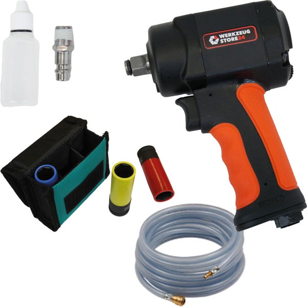 WS24 Druckluft-Schlagschrauber 1/2 mini + PVC-Schlauch + Steckschlüsselsatz