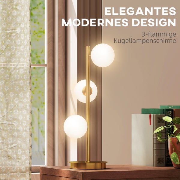 Dekorative Tischleuchte mit drei Kugel Lampenschirmen für ein stilvolles Ambiente