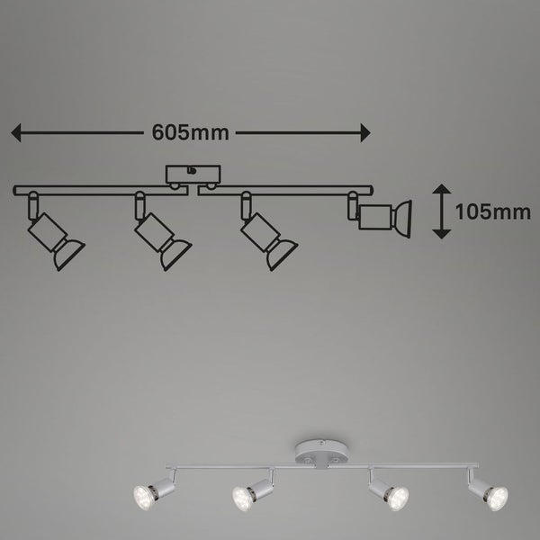 LED Spotleuchte Deckenleuchte 4xGU10 12W schwenkbar Metall Titanfarbig Briloner
