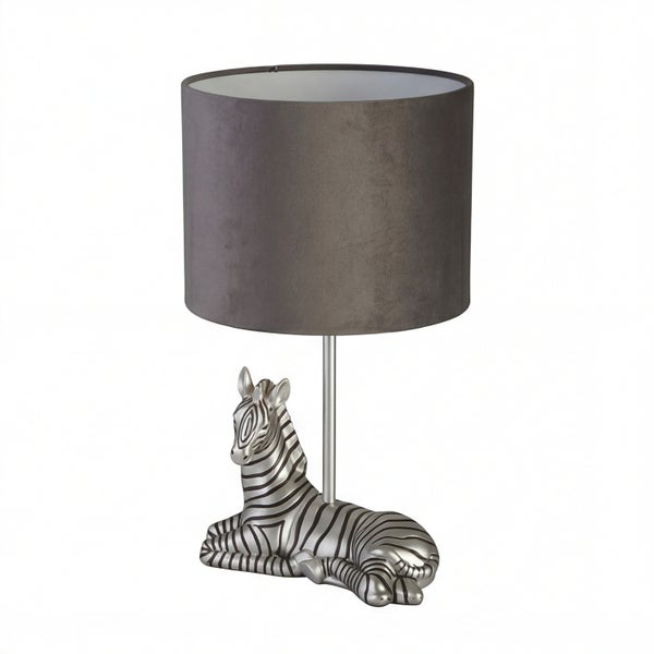 Tischleuchte mit Zebra Sockel und Lampenschirm