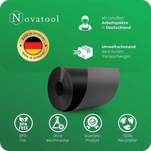 Novatool PREMIUM PP 250m Rollen Sichtschutzstreifen für Doppelstabmattenzaun ANTHRAZIT GRAU für 10 Reihen Stabmattenzaun Sichtschutzstreifen langlebig & witterungsbeständig Zaunelemente Sichtschutz