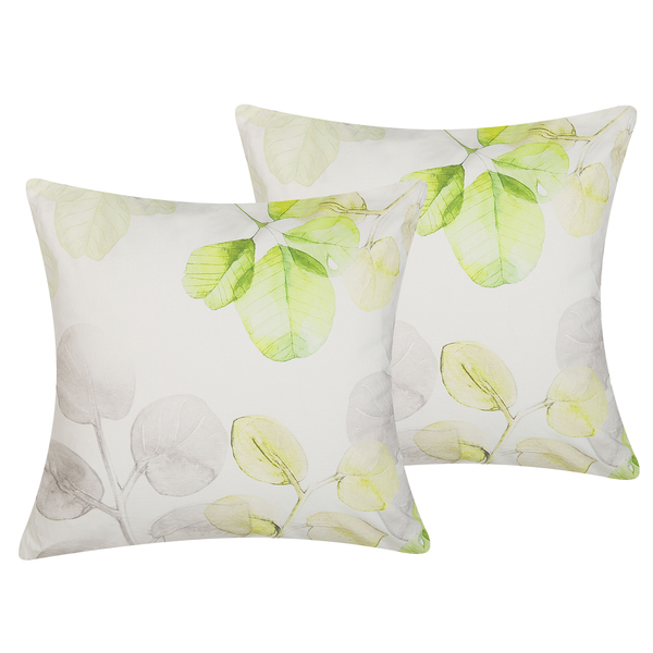 Dekokissen 2er Set PEPEROMIA Baumwolle 45 x 45 cm Weiß Pflanzenmuster