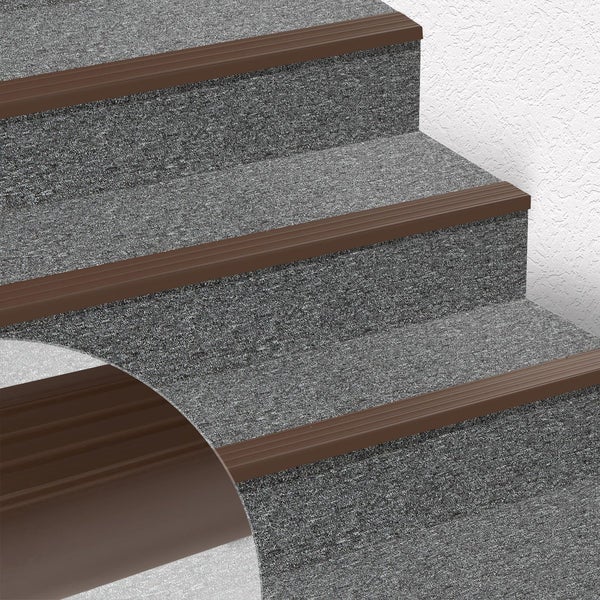 FLOORDIREKT Stufenkantenprofil Toronto - Treppenkantenprofil - Braun - 4 x 2,5 x 100 cm