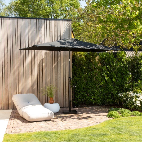 VONROC Premium Sonnenschirm rechteckig mit Ständer - Sonnenschutz mit Schirmständer Terrasse, Balkon & Garten - Sonnenschirm groß 200X300CM inklusive Schutzhülle - Rapallo Schwarz
