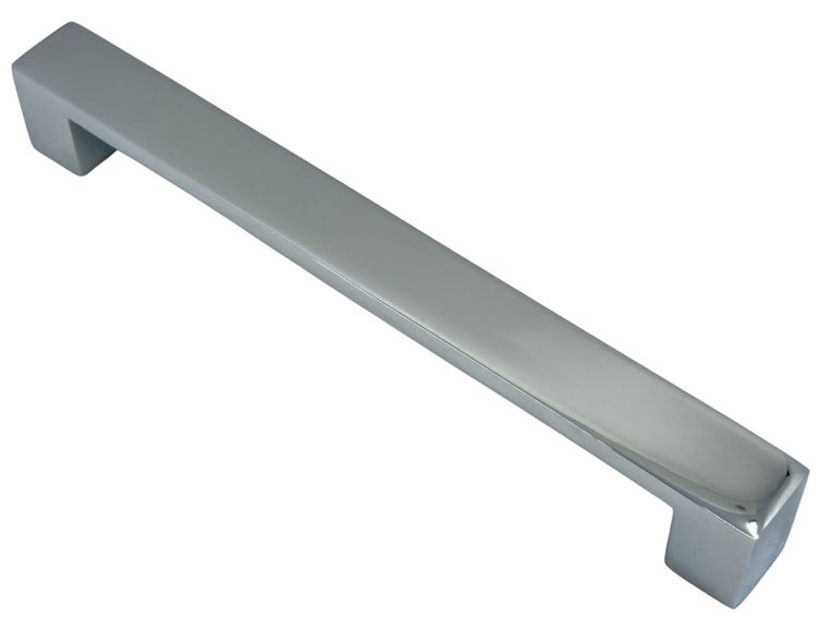 Moderner Möbelgriff aus glänzendem Metall in eckigem Design für Schränke und Schubladen