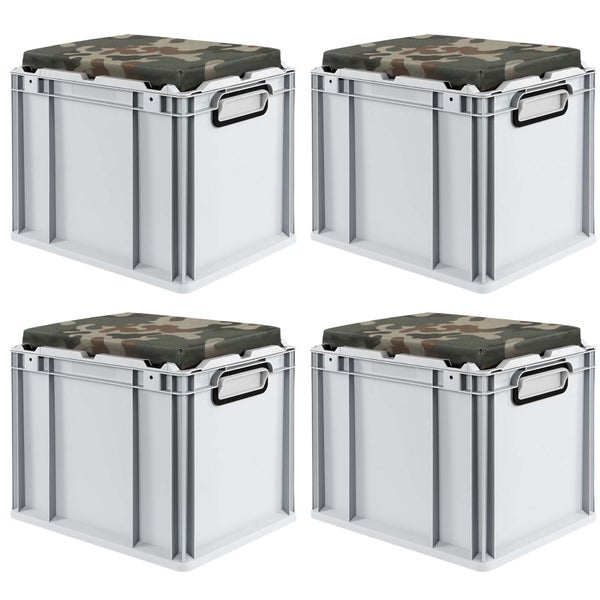 PROREGAL Eurobox NextGen Seat Box Camouflage HxBxT 36,5 x 30 x 40 cm 30 Liter Griffe Geschlossen Eurobehälter Sitzbox Transportbox