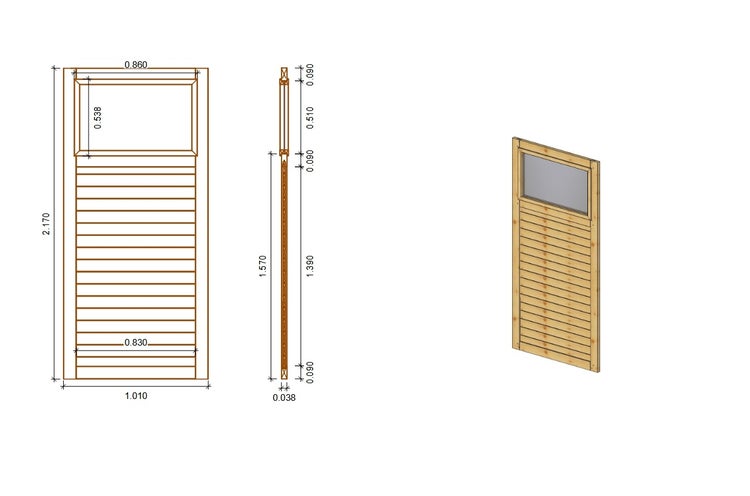 Paneel für Gartenlaube 1,01x2,17m