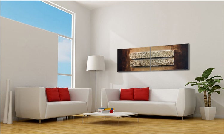 Das Leinwandbild -Silver Tracks- 200x60x2 cm handgemaltes Unikat