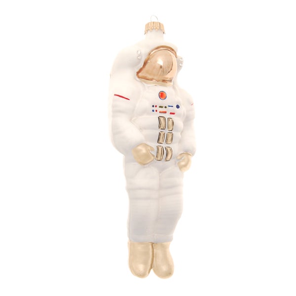 Glasornament Astronaut Gold/Weiß, 19cm, 1 Stck., Weihnachtsbaumkugeln, Christbaumschmuck, Weihnachtsbaumanhänger