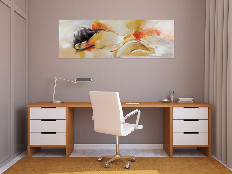 Handgemaltes Gemälde Acrylfarbe 150x50cm Orange