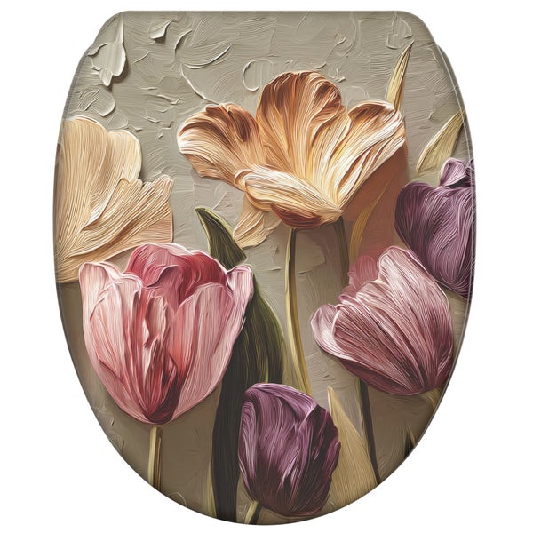 Toilettensitz mit Tulpenmotiv und texturierter Oberfläche für das Badezimmer