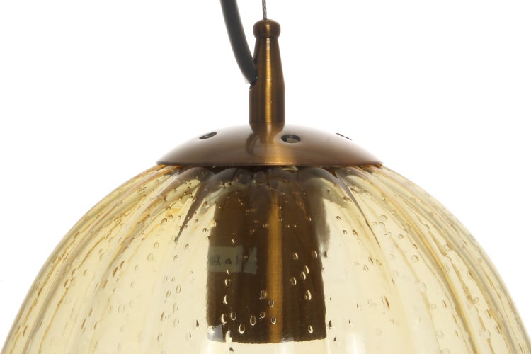 Retro Glas Lampe Hängeleuchte Wohnzimme Hängeleuchte Gold Gelb | Wohnzimmer Esszimmer Leuchte