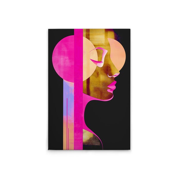 Abstrakte Kunst Leinwandbild mit Frauengesicht im Profil