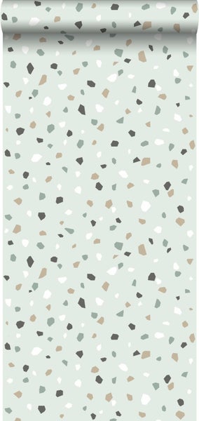 Walls4You Tapete Terrazzo-Motiv Mintgrün - 53 cm x 10.05 m - 935315