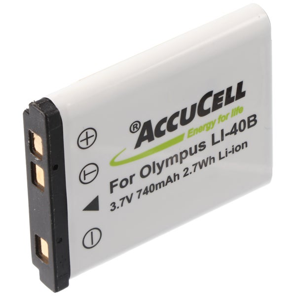 AccuCell Akku passend für Olympus LI-40B, 3,7 Volt, 740 Milliamperestunden, Lithium-Ionen.