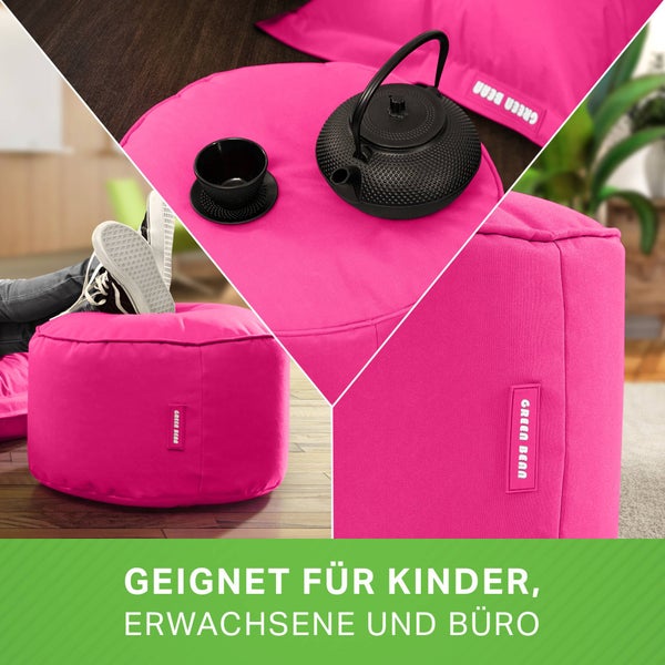 Green Bean Sitzsack-Hocker 45x25cm mit EPS-Perlen Füllung - Fußhocker Fußkissen Sitz-Pouf für Sitzsäcke - Bodenkissen für Kinder und Erwachsene - Fußablage Sitzkissen Sitzhocker Pink