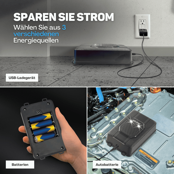 Vulpes Goods Marderschreck Auto - Marderabwehr Ultraschall & Blitzlicht - Marderschutz - 12V Auto, Batterie, USB - 2 Stück