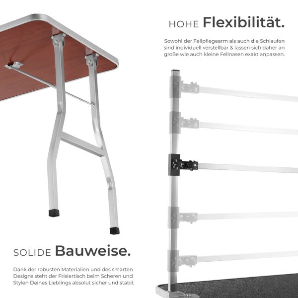 Trimmtisch tectake  Belastbarkeit 60 kg mit höhenverstellbarem Galgen und 2 Schlingen schwarz/silber