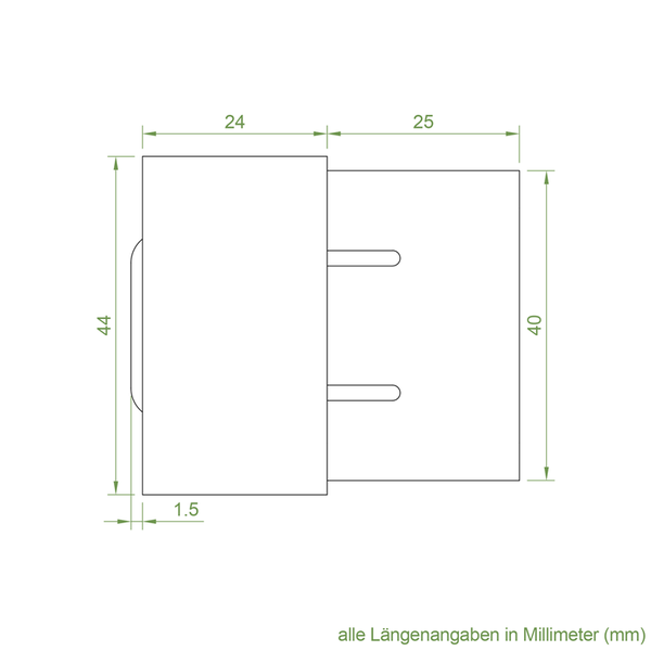Technische Zeichnung mit Maßangaben in Millimeter