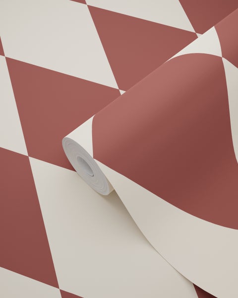 Tapetenrolle mit geometrischem Muster in Terrakotta und Creme