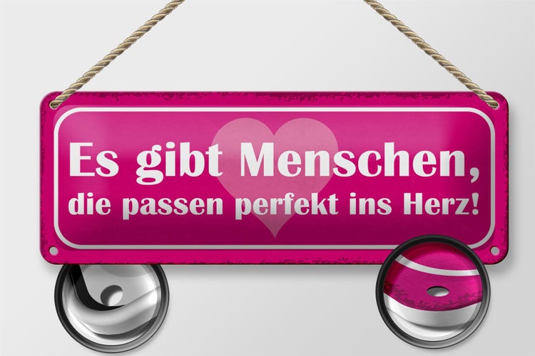 Blechschild Spruch 27x10cm gibt Menschen perfekt ins Herz Dekoration
