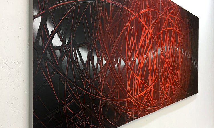 Das Wohnzimmerbild -Red Push 2.0- 200x80x2 cm handgemaltes Unikat