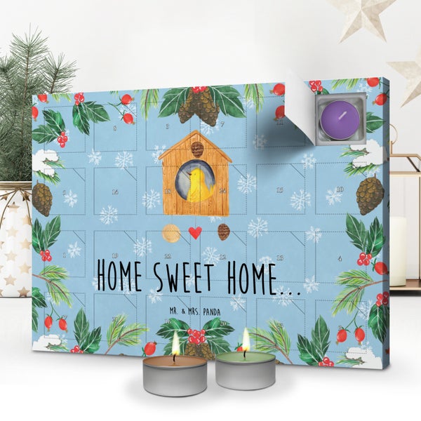 Mr. & Mrs. Panda Duftkerzen Adventskalender Vogelhaus Home - Blau Pastell