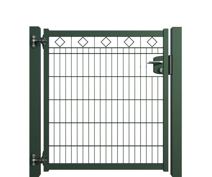 Gartentor mit Drahtgitter und Schloss