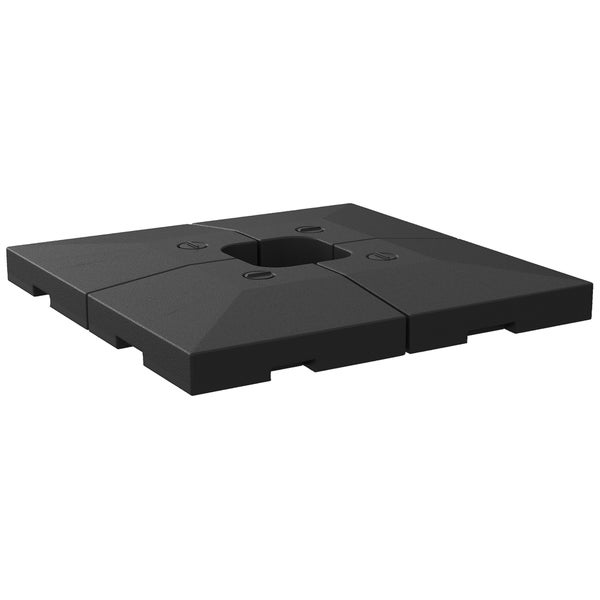 Outsunny 4 x Sonnenschirmgewicht Sonnenschirmständer befüllbar mit Sand Wasser HDPE-Kunststoff Schwarz Maße pro Element 51 x 51 x 12 cm bis zu 130 kg