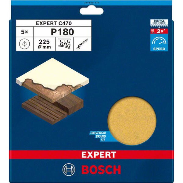 Bosch EXPERT C470 Schleifpapier, 225 mm, K 180, 5 Stück - 2608901674