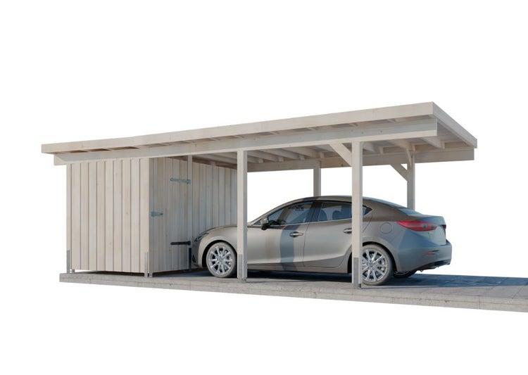 Alpholz Einzelcarport Malmö Carport aus Holz, Unterstand Überdachung, Naturbelassen