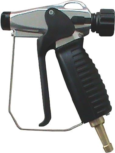 Druckluftpistole aus Metall mit schwarzem, geriffeltem Griff und Abzugsbügel.