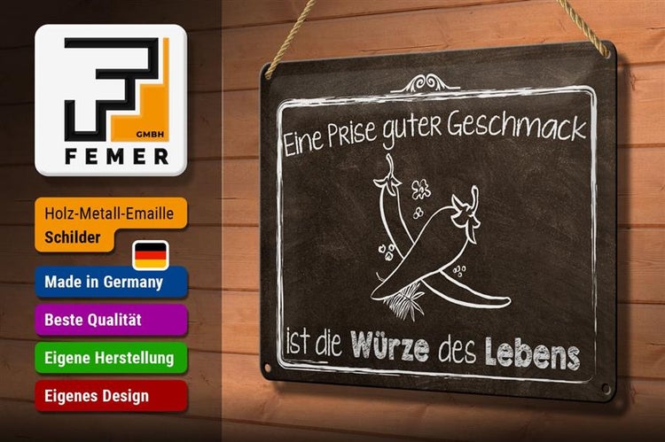 Blechschild Spruch 30x20cm guter Geschmack Würze des Lebens