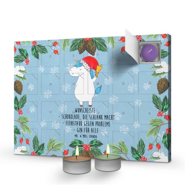 Mr. & Mrs. Panda Duftkerzen Adventskalender Einhorn Weihnachtsmann - Blau Pastell