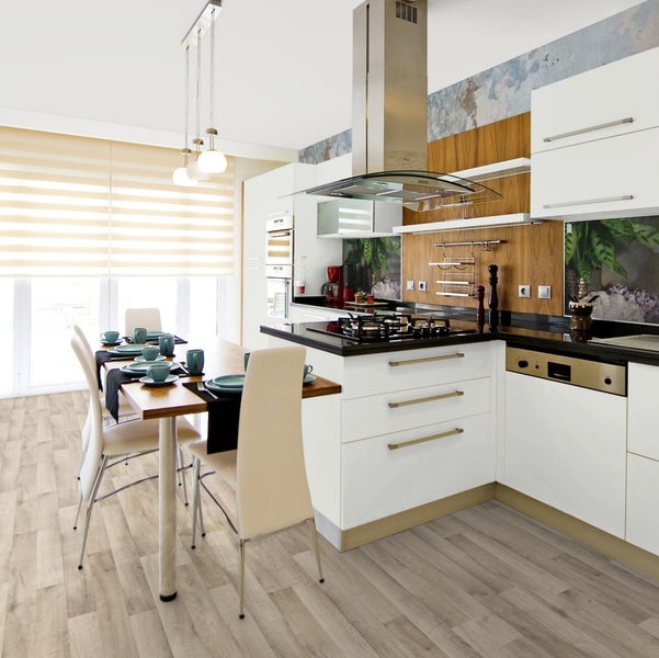 PVC Bodenbelag Meterware Holzoptik rustikal mit Vliesrücken 200 cm breit (Meterware)