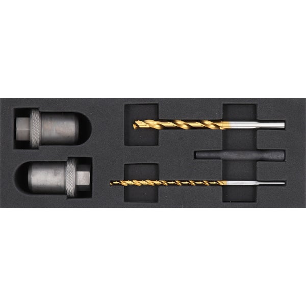 Werkzeugsatz mit Bohrern und Hülsen in einer Aufbewahrungsbox