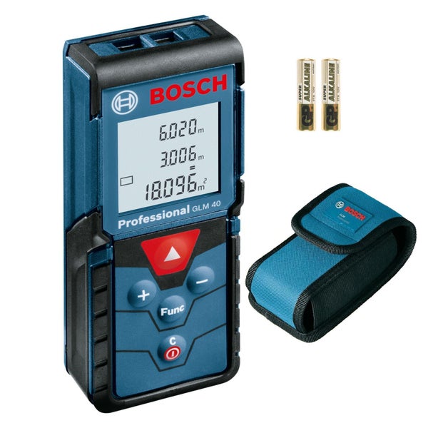 Bosch GLM 40 Professional Laser-Entfernungsmesser mit Batterien und Tasche