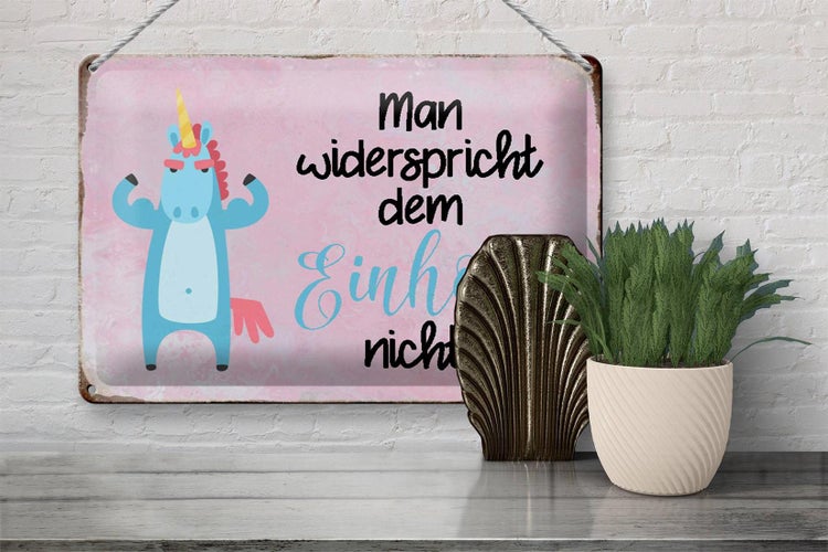 Blechschild Spruch 30x20cm man widerspricht Einhorn nicht