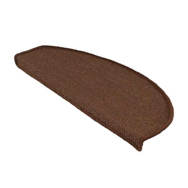 FLOORDIREKT Stufenmatte aus Sisal - Pure Nature - Umkettelt & Selbstklebend - Dunkelbraun 23,5 x 65 cm - Halbrund
