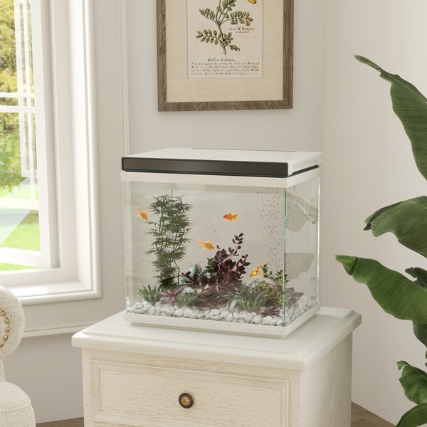 PawHut 26 Liter Aquarium mit Filter, LED-Beleuchtung, Wasserpumpe, für verschiedene Fischarten, ca. 38 x 26 x 38 cm