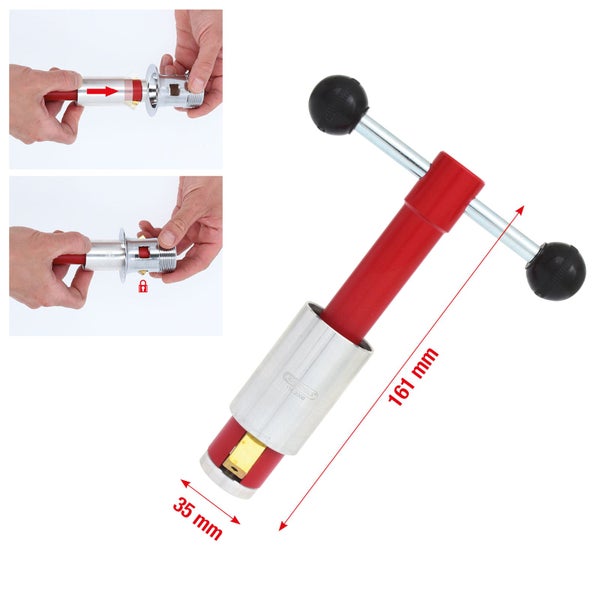 Werkzeug zum Montieren von Ventilen, mit Maßen von 161 mm Länge und 35 mm Breite