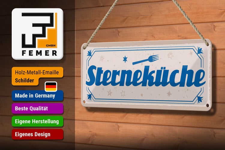Blechschild Spruch 27x10cm Sterneküche Dekoration